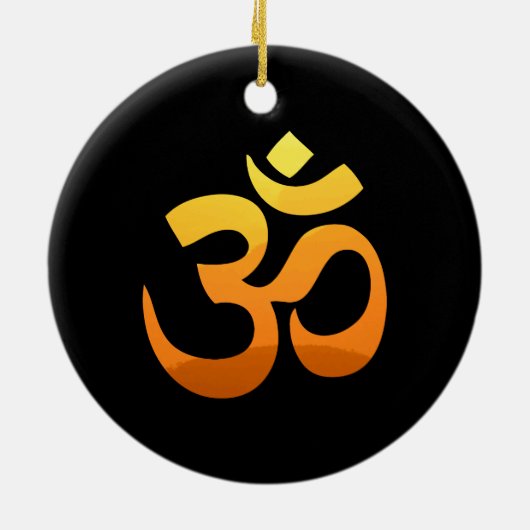 Om Mantra Symbol Gold Sun Double Sided Keramisch Ornament (Achterkant)