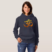 Om Mantra Symbol Gold Sun Yoga Womens Navy Blue Hoodie (Voorkant volledig)