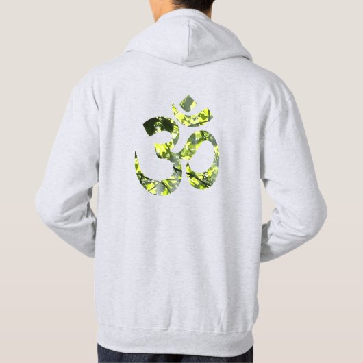 OM Mantra Symbool Mannen Ash Grijs Dubbelzijdig Hoodie (Achterkant)