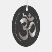 Om Mantra Symbool Positief Quote Grijs Gepersonali Metalen Ornament (Voorkant Rechts)
