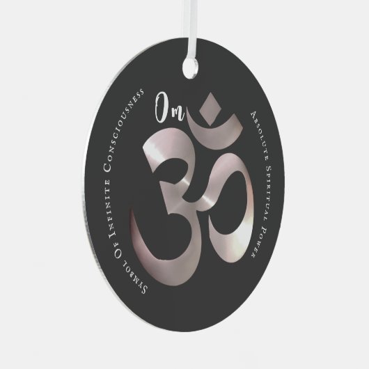 Om Mantra Symbool Positief Quote Grijs Gepersonali Metalen Ornament (Voorkant Rechts)