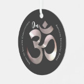 Om Mantra Symbool Positief Quote Grijs Gepersonali Metalen Ornament (Voorkant links)