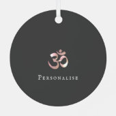 Om Mantra Symbool Positief Quote Grijs Gepersonali Metalen Ornament (Achterkant)