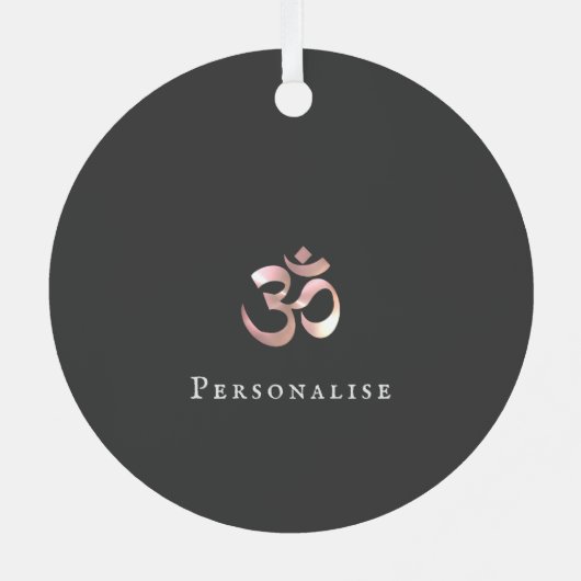Om Mantra Symbool Positief Quote Grijs Gepersonali Metalen Ornament (Achterkant)
