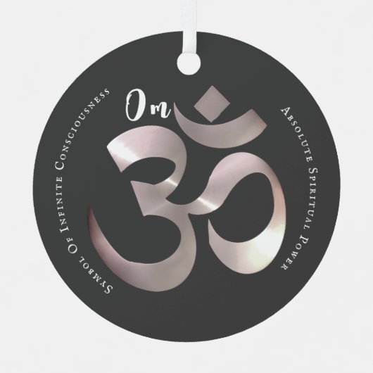 Om Mantra Symbool Positief Quote Grijs Gepersonali Metalen Ornament (Voorkant)