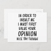 Om me te beledigen... Gezegde Sarcasm Joke Briefkaart (Voorkant / Achterkant)