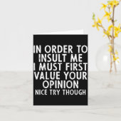 Om Me Te Beledigen Grappige Spreuk Sarcasme Geesti Kaart (Gele Bloem)