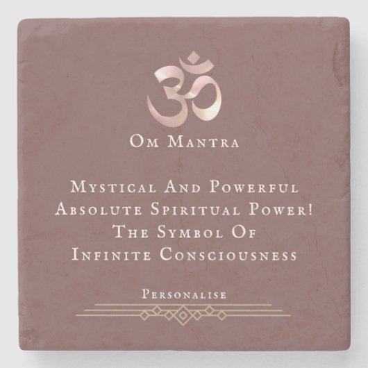 Om Meditatie Spiritueel Symbool Quote Gepersonalis Stenen Onderzetter (Voorkant)