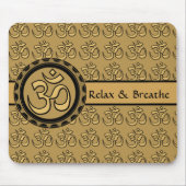 Om Meditation Gold Mousepad Relax & Breathe Muismat (Voorkant)