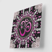 OM Meditation Yoga Pink Diamond Mandala wandklok (Hoek)