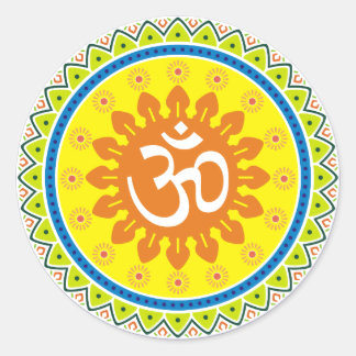 Om met de traditionele Indiase stijl Mandana Ronde Sticker
