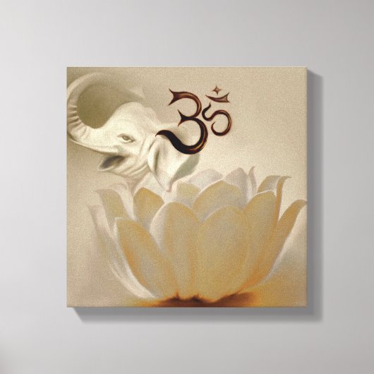 Om met lotus en olifant canvas afdruk (Voorkant)