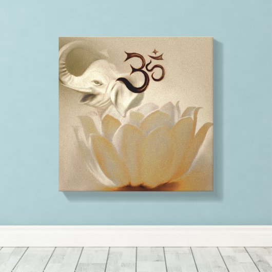 Om met lotus en olifant canvas afdruk (Insitu (Houten vloer))