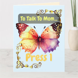 Om met mama te praten, druk op 1 bedankkaart