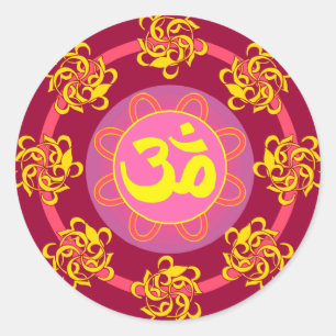 Om met Swirls en Colors. Ronde Sticker
