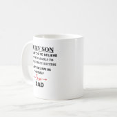 Om mijn zoon citeren succes koffiemok (Voorkant links)