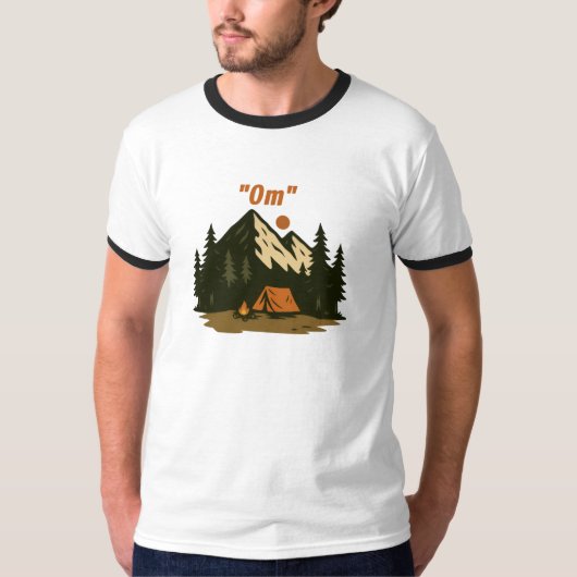 “Om” Mountain Meditation Camping Design T-shirt (Voorkant)