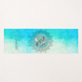 OM Namaste Lotus Mandala op Gespikkelde Turquoise Yogamat (Voorkant (horizontaal))