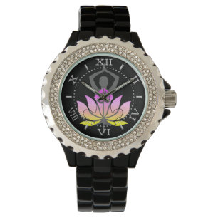 OM Namaste Spirituele Lotus Bloem Yoga Pose Dial Horloge