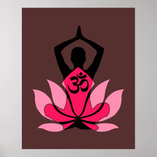 OM Namaste Spirituele Lotus Flower Yoga in Umber Poster (Voorkant)