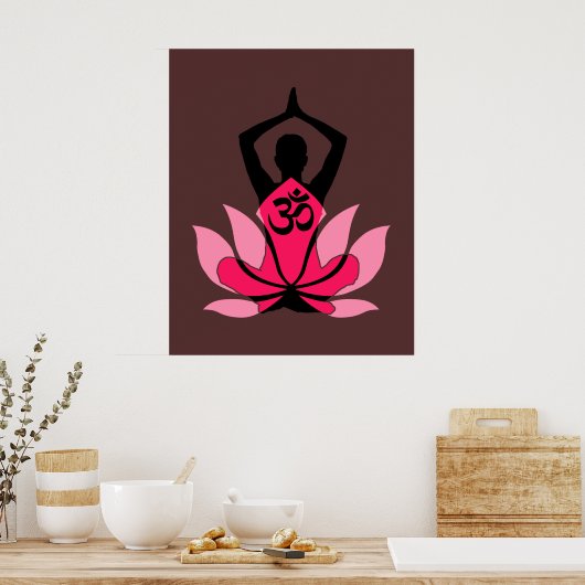OM Namaste Spirituele Lotus Flower Yoga in Umber Poster (Keuken)