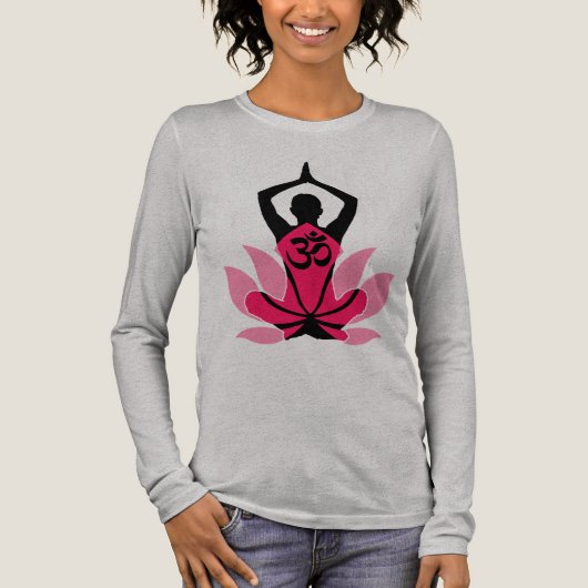 OM Namaste Spirituele Lotus Flower Yoga in Umber Tri-Blend Shirt (Voorkant)