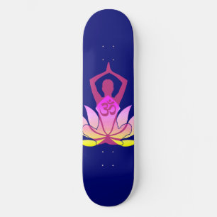 OM Namaste Spirituele Lotus Flower Yoga op blauw Skateboard