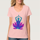 OM Namaste Spirituele Lotus Flower Yoga op Blauwgr T-shirt (Voorkant)