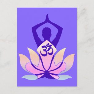 OM Namaste Spirituele Lotus Flower Yoga op Mauve Briefkaart