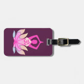 OM Namaste Spirituele Lotus Flower Yoga op Paars Bagagelabel (Voorkant horizontaal)