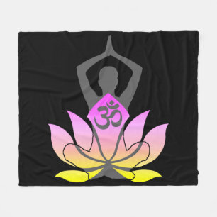 OM Namaste Spirituele Lotus Flower Yoga Pose Fleece Deken