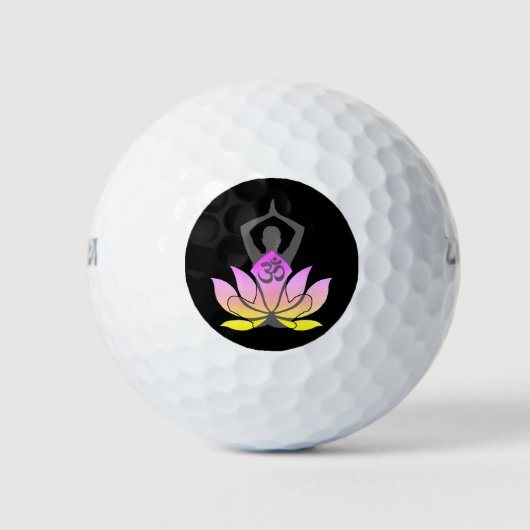 OM Namaste Spirituele Lotus Flower Yoga Pose Golfballen (Voorkant)