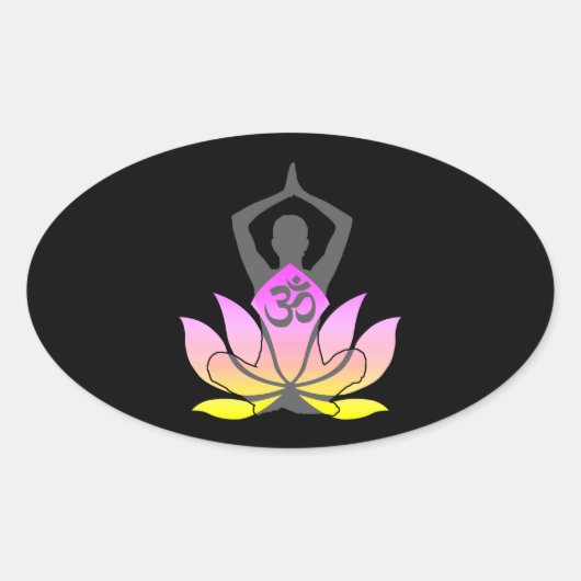 OM Namaste Spirituele Lotus Flower Yoga Pose Ovale Sticker (Voorkant)