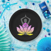 OM Namaste Spirituele Lotus Flower Yoga Pose Papieren Bordje (Feest)