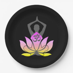 OM Namaste Spirituele Lotus Flower Yoga Pose Papieren Bordje