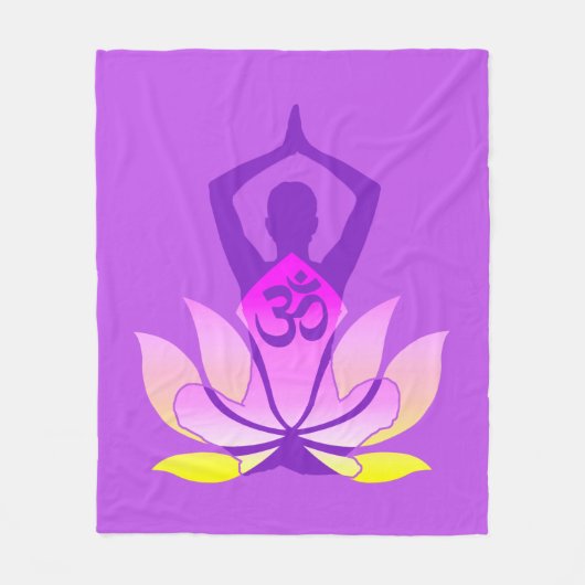 OM Namaste Spirituele Lotus Flower Yoga Pose Paste Fleece Deken (Voorkant)