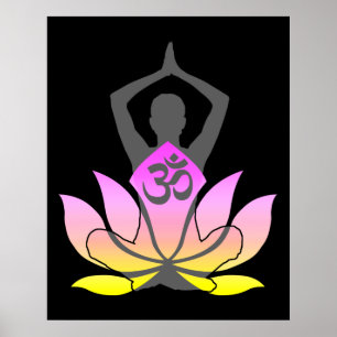 OM Namaste Spirituele Lotus Flower Yoga Pose Poster