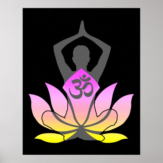 OM Namaste Spirituele Lotus Flower Yoga Pose Poster (Voorkant)