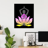OM Namaste Spirituele Lotus Flower Yoga Pose Poster (Thuiskantoor)