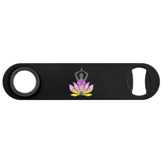 OM Namaste Spirituele Lotus Flower Yoga Pose Speed Flessenopener (Voorkant (Horizontaal))