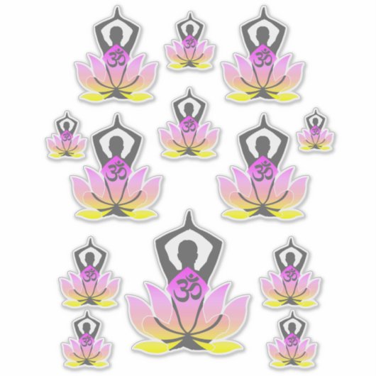OM Namaste Spirituele Lotus Flower Yoga Pose Sticker (Voorkant)