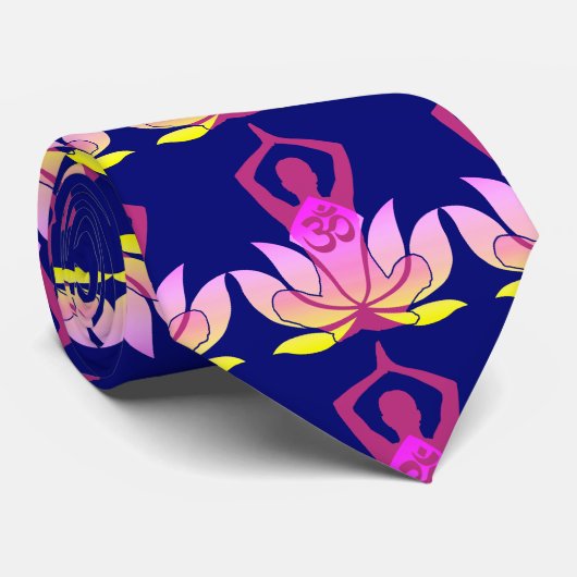 OM Namaste Spirituele Lotus Flower Yoga Pose Stropdas (Opgerold)