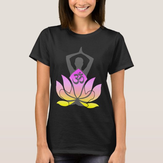 OM Namaste Spirituele Lotus Flower Yoga Pose T-shirt (Voorkant)