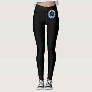 *~* Om Neon Magenta & Blauw op Zwart Leggings