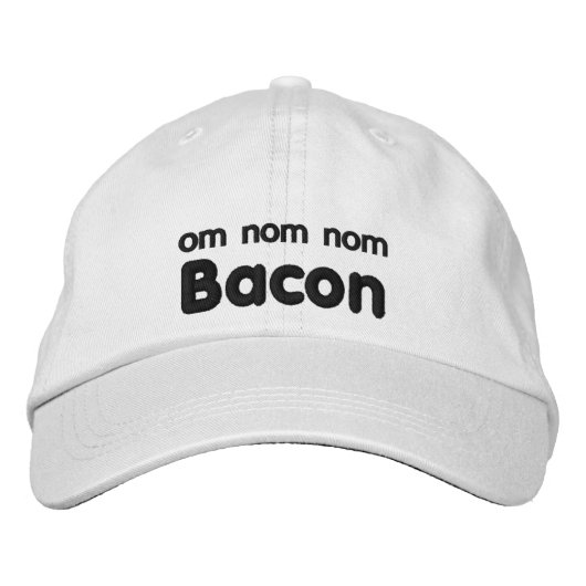 OM NOM NOM BACON Love Geborduurde Pet (Voorkant)