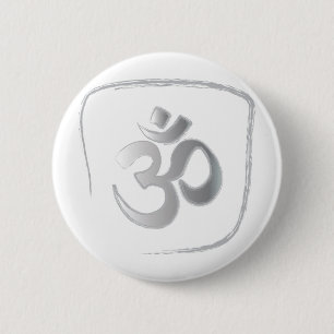 Om of Aum Mantra Meditation Ronde Button 5,7 Cm