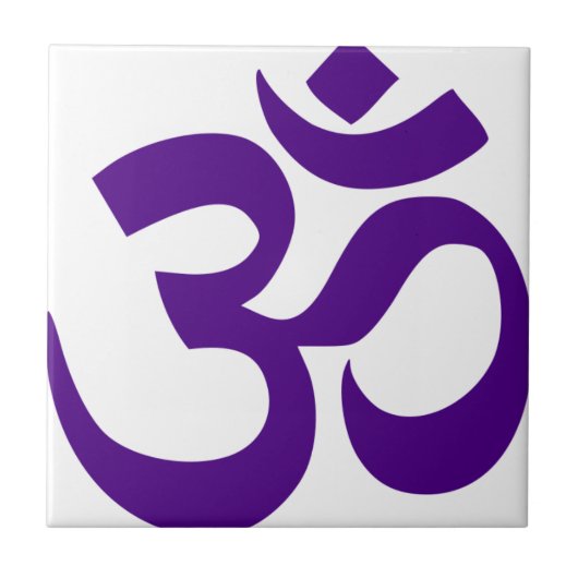 Om of Aum Symbol (kleur Indigo) Tegeltje (Voorkant)