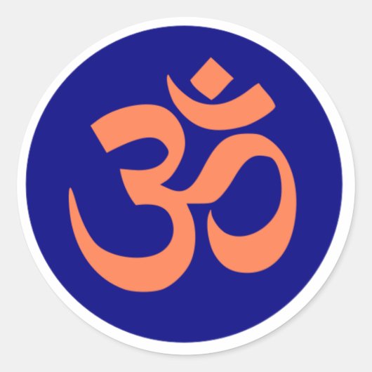 Om of Aum symbool in marineblauw en koraal kleur Ronde Sticker (Voorkant)
