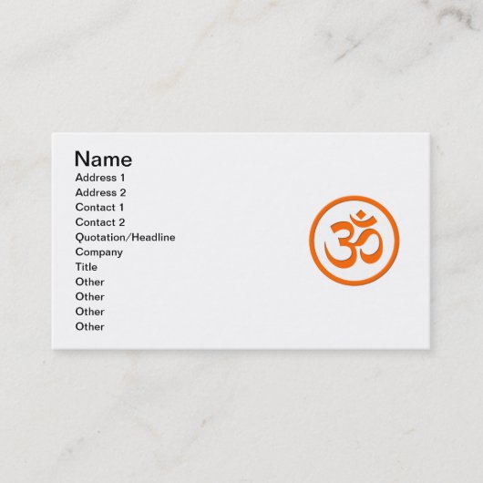 Om of Aum Visitekaartjes (Voorkant)