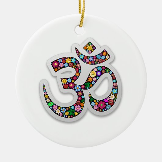 Om Ohm Aum Namaste Yoga Symbol Keramisch Ornament (Voorkant)